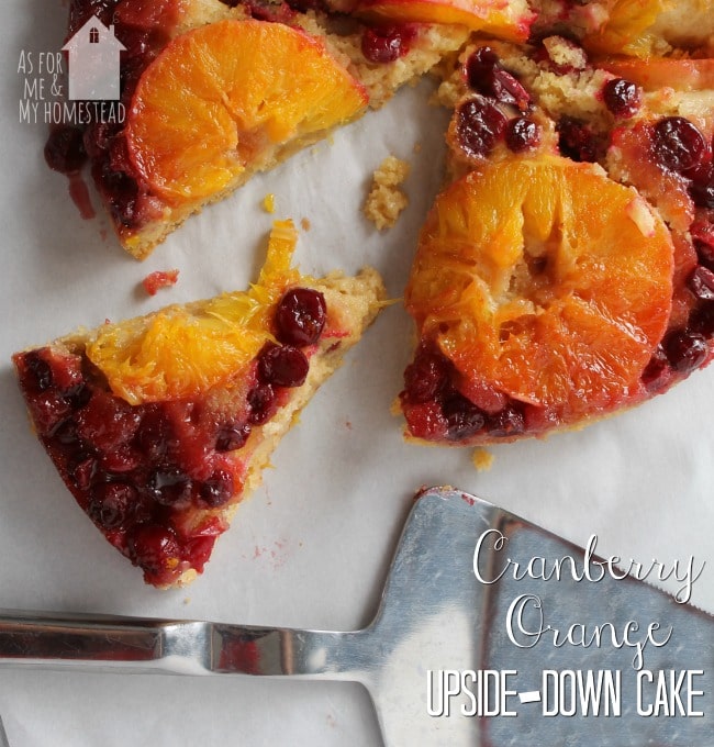 Cranberry Orange Upside-down Cake is a fun variation on the traditional pineapple dessert | www.asformeandmyhomestead.com