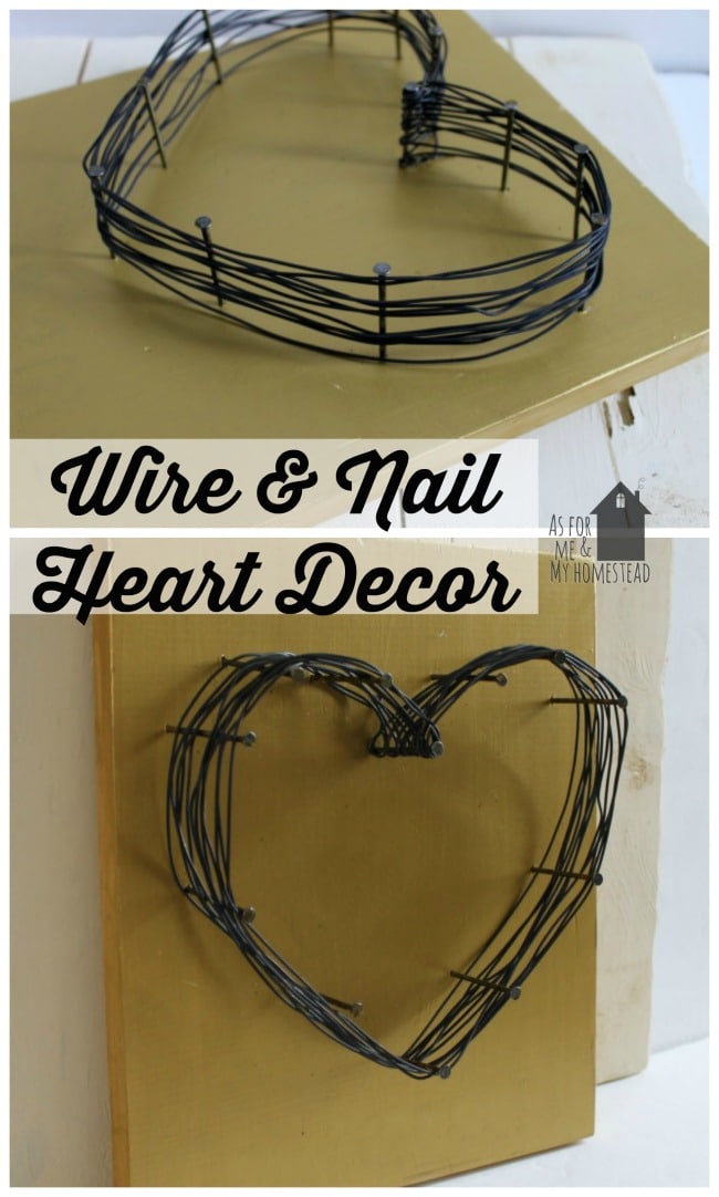 Rustic and simple wire and nail heart decor is easy decor on a small budget!