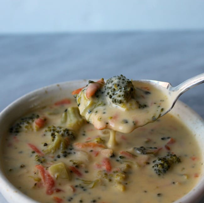 No Velveeta here! Just real, fresh ingredients for a hearty broccoli cheddar soup that's ready in 40 minutes!