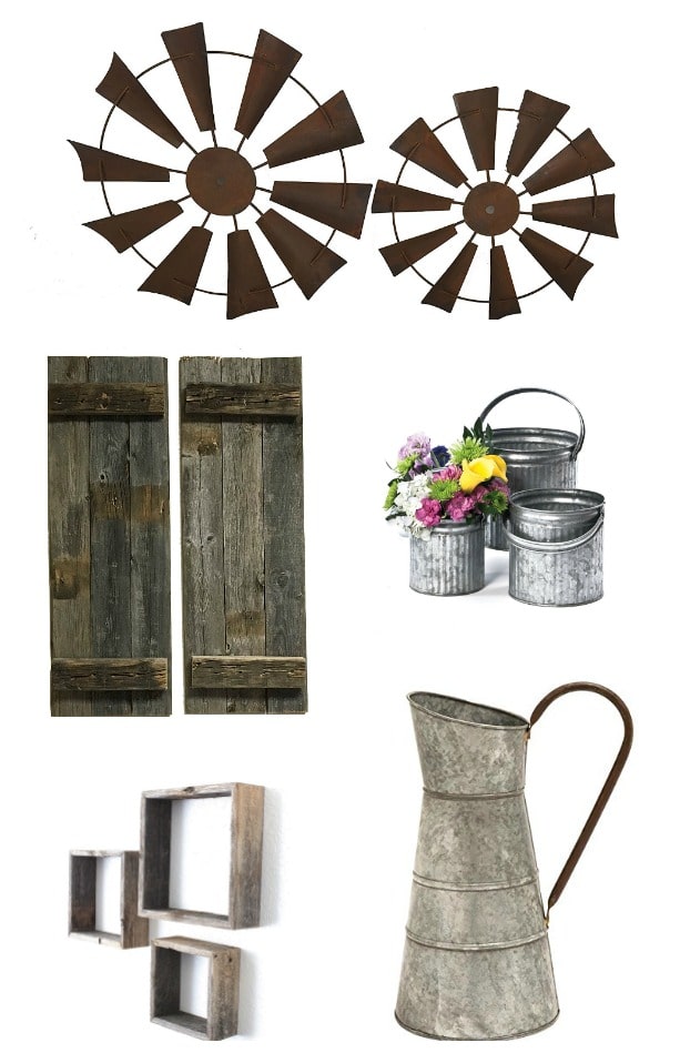 Gorgeous Rustic Farmhouse Decor that won't break the bank! I'm loving all the rust, reclaimed wood, and galvanized metal!
