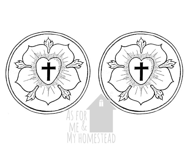 Luther Rose printable for Reformation Party printing press station