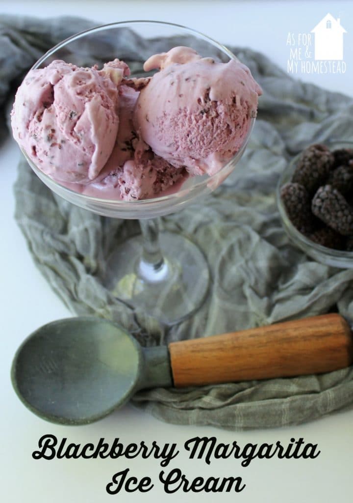 Smooth and creamy Blackberry Margarita Ice Cream puts your favorite boozy adult beverage into a frozen treat!