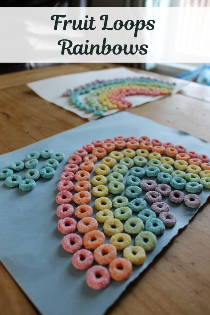 Fruit Loops Rainbows are a fun and delicious St. Patrick's Day craft for children of all ages! Great for practicing fine motor skills and gluing skills!